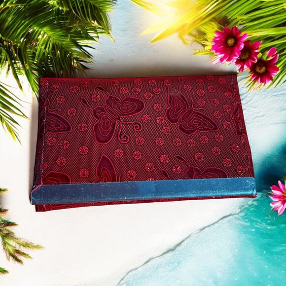 Wine Red Retro Small New In Pack Card Wallet ID Card Holder Never used Deadstock - Picture 1 of 15